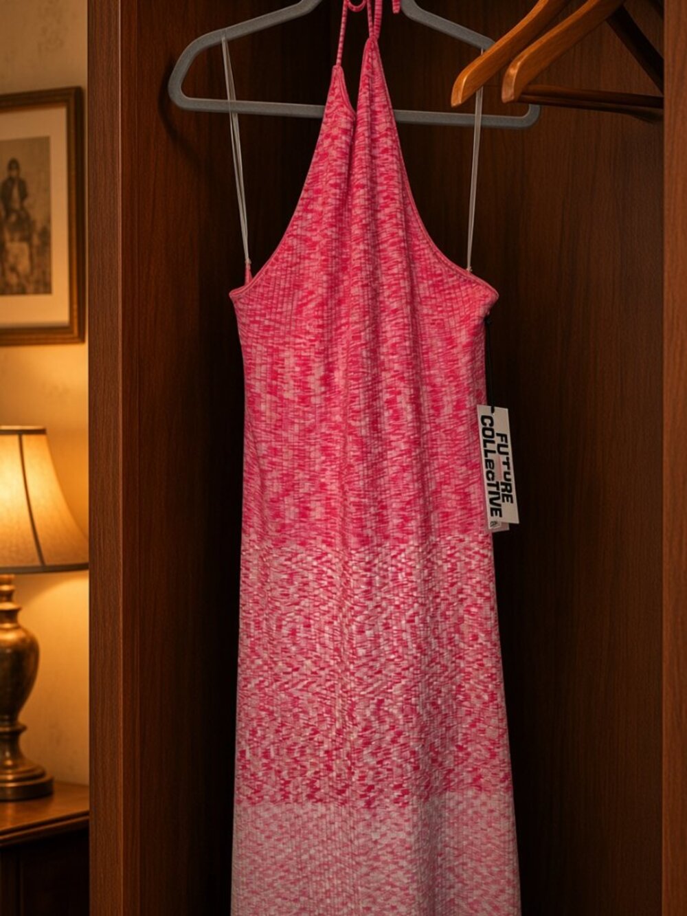 NWT Future Collective Halter tie Knit Sweater dress Pink Ombre Size 3X